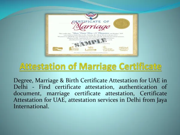 Attestation of Marriage Certificate