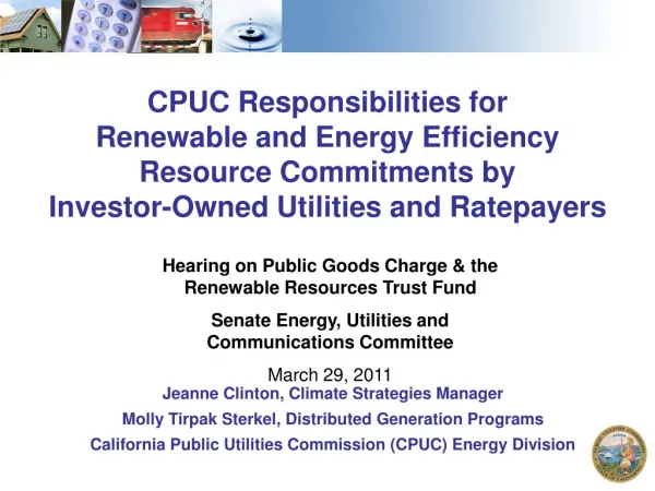 Hearing on Public Goods Charge &amp; the Renewable Resources Trust Fund