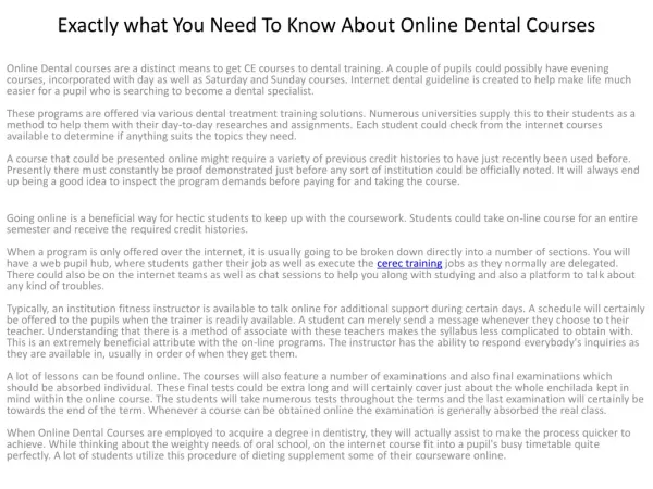 Exactly what You Need To Know About Online