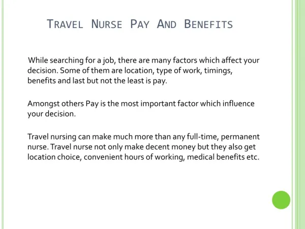 Travel Nursing Pay And Benefits