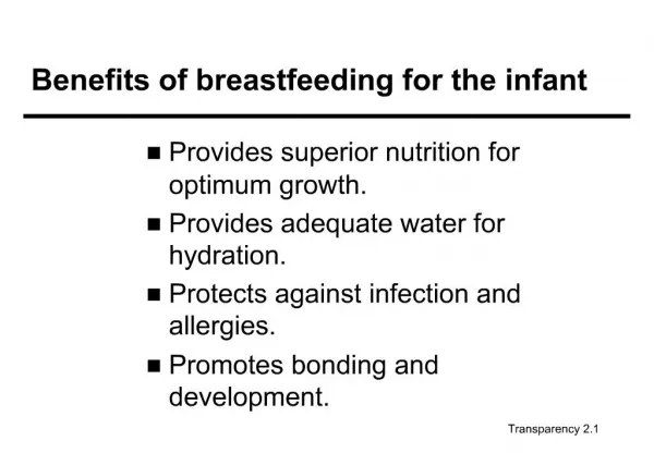 Benefits of breastfeeding for the infant