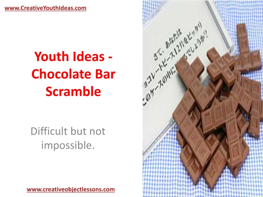 youth ideas chocolate bar scramble