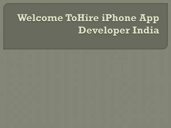 Hire iPhone App Developer India