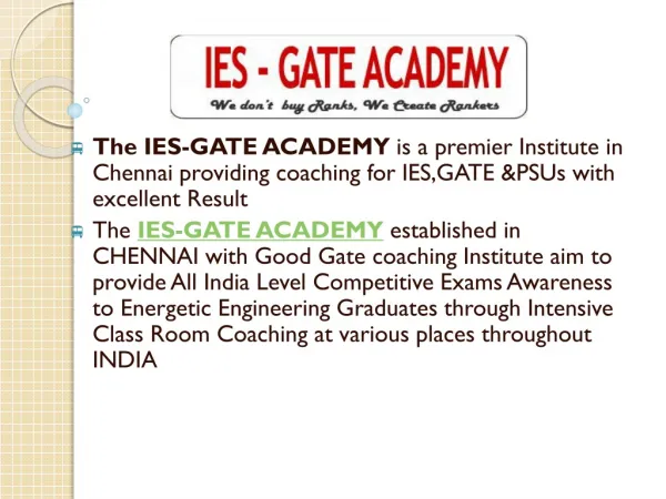 IES GATE Coaching Classes Chennai - IES GATE Academy