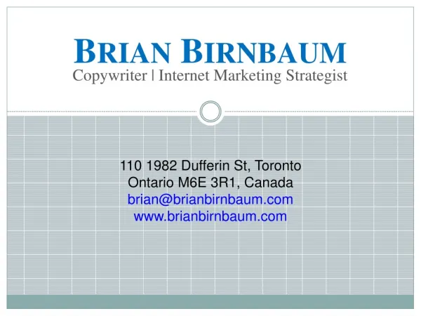 Brian BirnBaum Web Copywriting