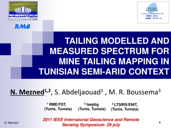 TAILING MODELLED AND MEASURED SPECTRUM FOR MINE TAILING MAPPING IN TUNISIAN SEMI-ARID CONTEXT