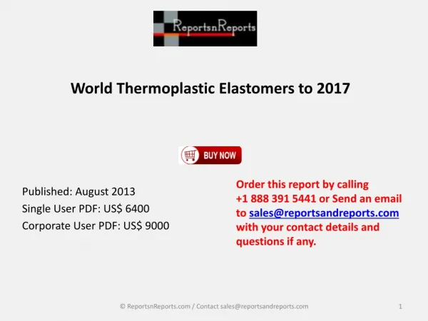 RnR: Thermoplastic Elastomers Market to 2017