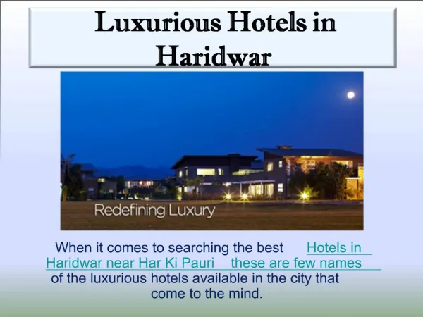 Luxurious Hotels in Haridwar