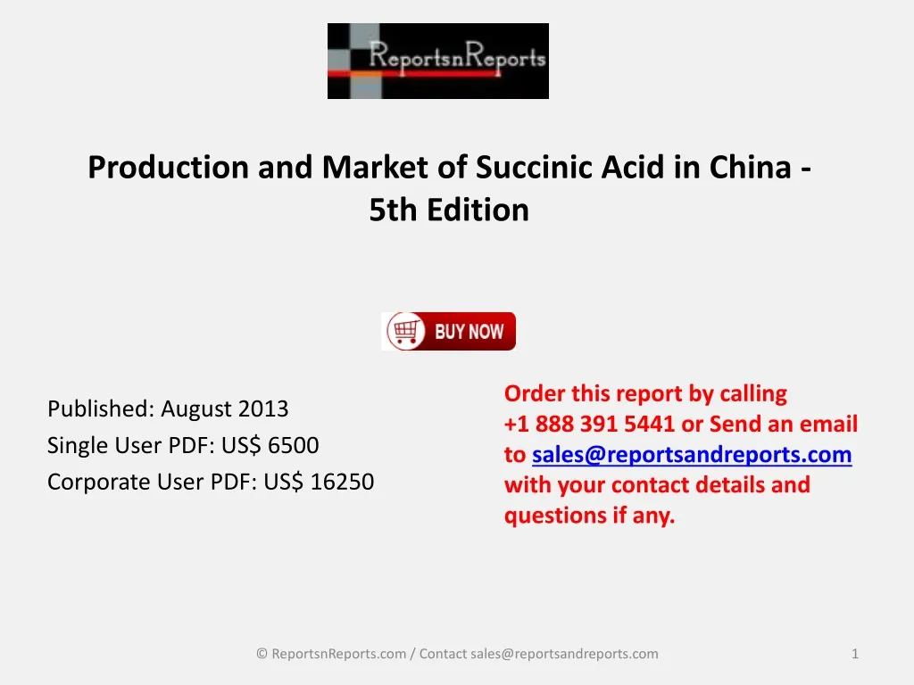 production and market of succinic acid in china 5th edition