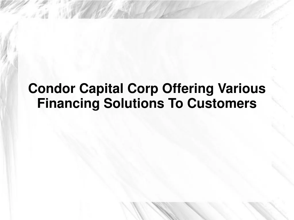 condor capital corp offering various financing