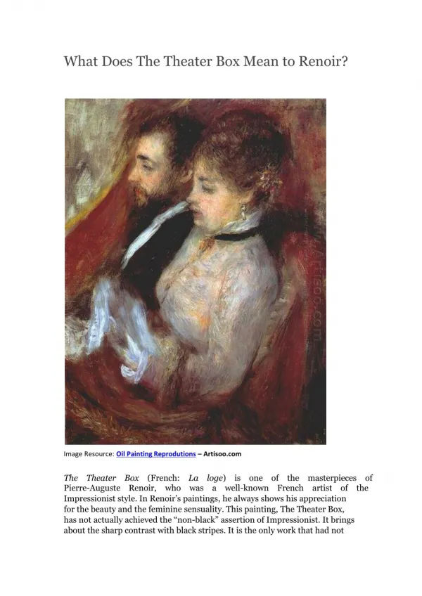 What Does The Theater Box Mean to Renoir