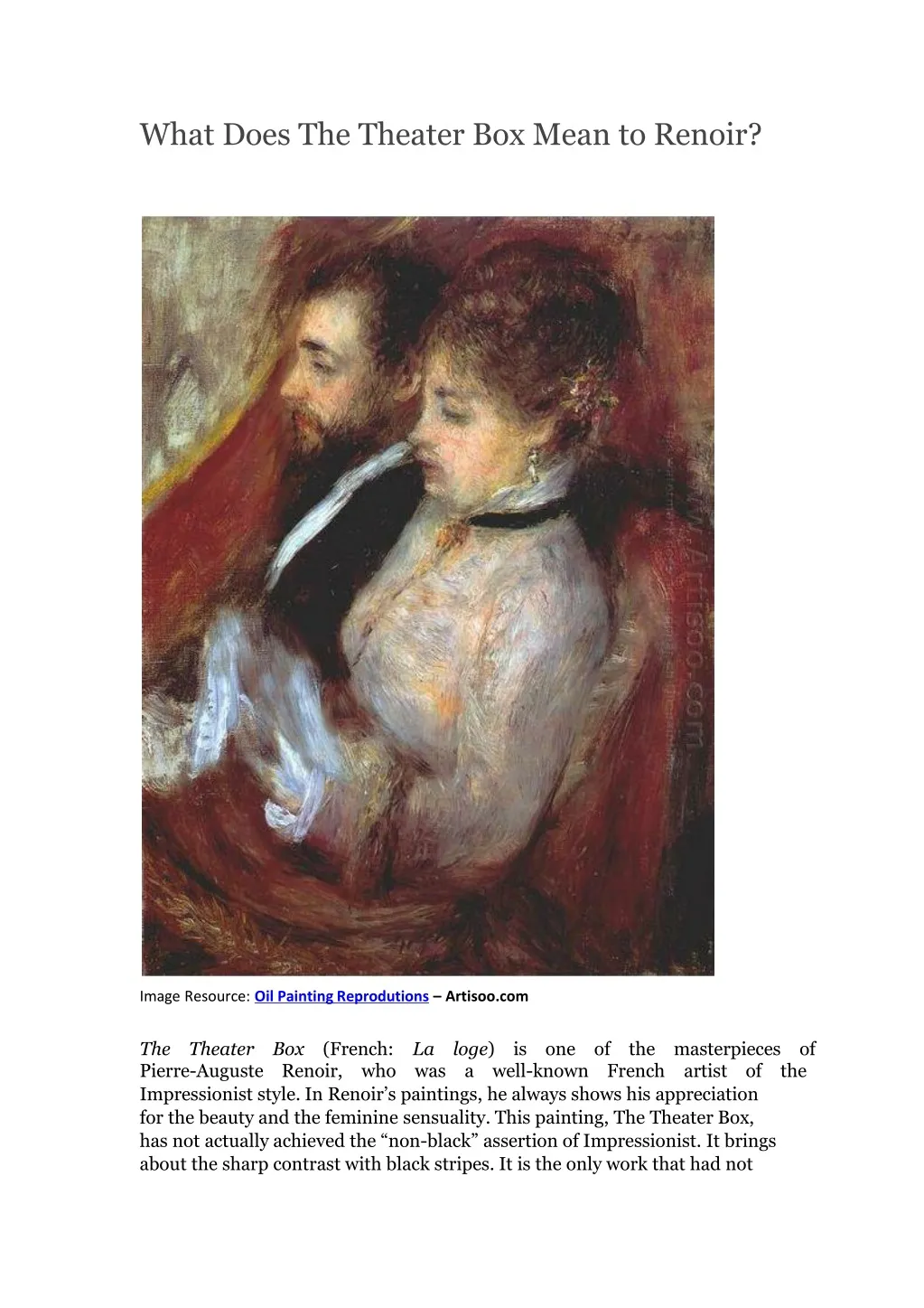 what does the theater box mean to renoir