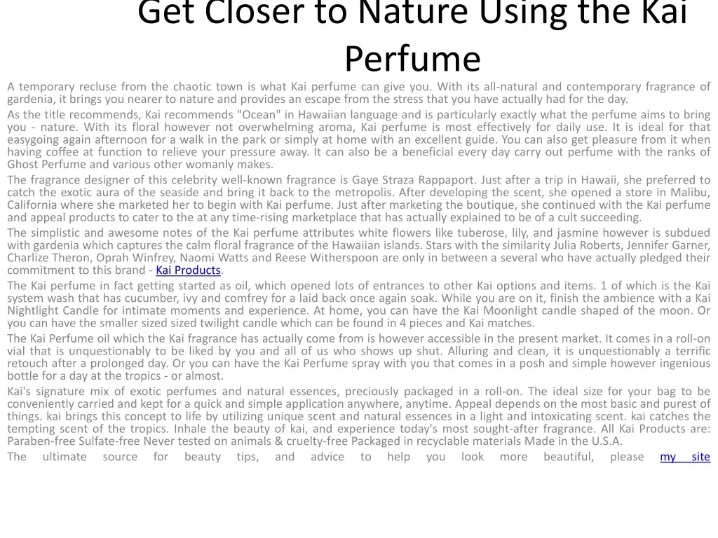 get closer to nature using the kai perfume