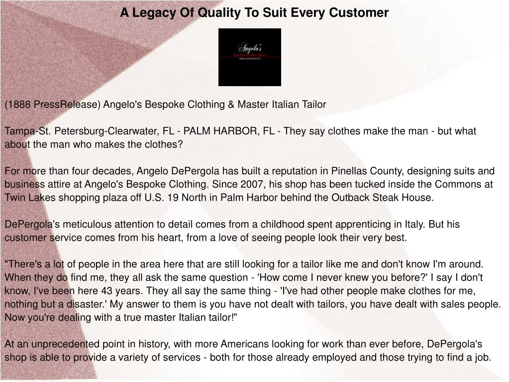 a legacy of quality to suit every customer