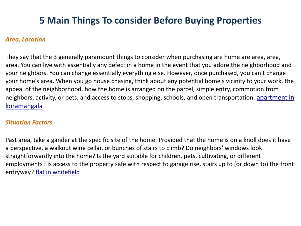 5 main things to consider before buying properties