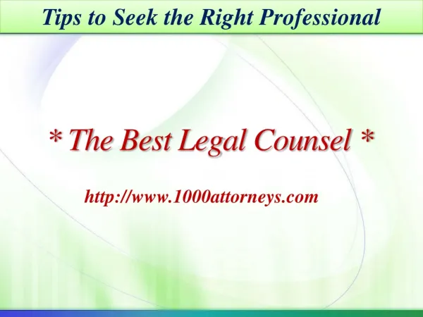 The Best Legal Counsel