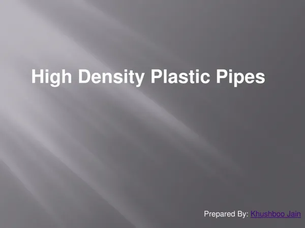 high density plastic pipe