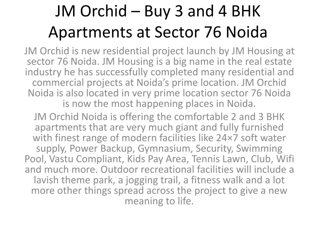 jm orchid buy 3 and 4 bhk apartments at sector 76 noida