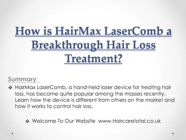 How is HairMax LaserComb a Breakthrough Hair Loss Treatment?