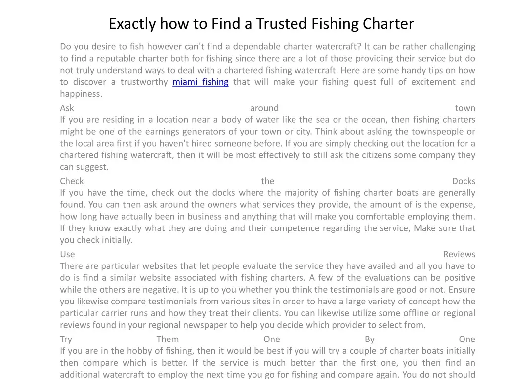 exactly how to find a trusted fishing charter