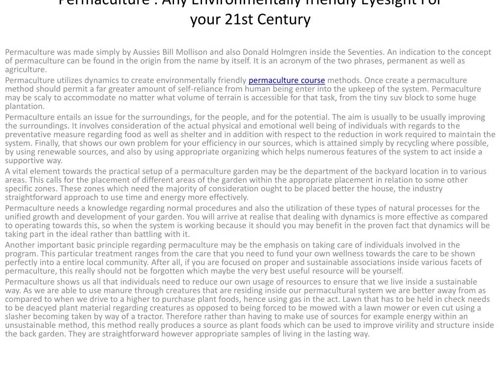 permaculture any environmentally friendly eyesight for your 21st century