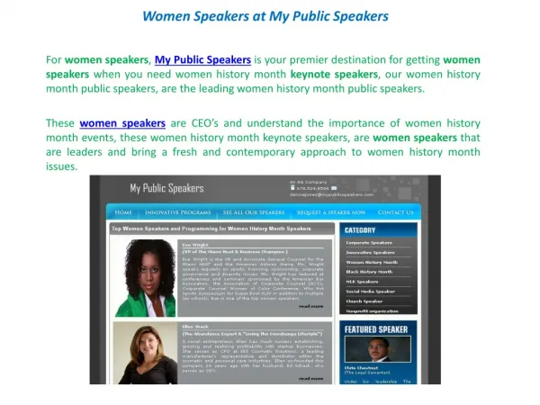 Women Speakers at My Public Speakers