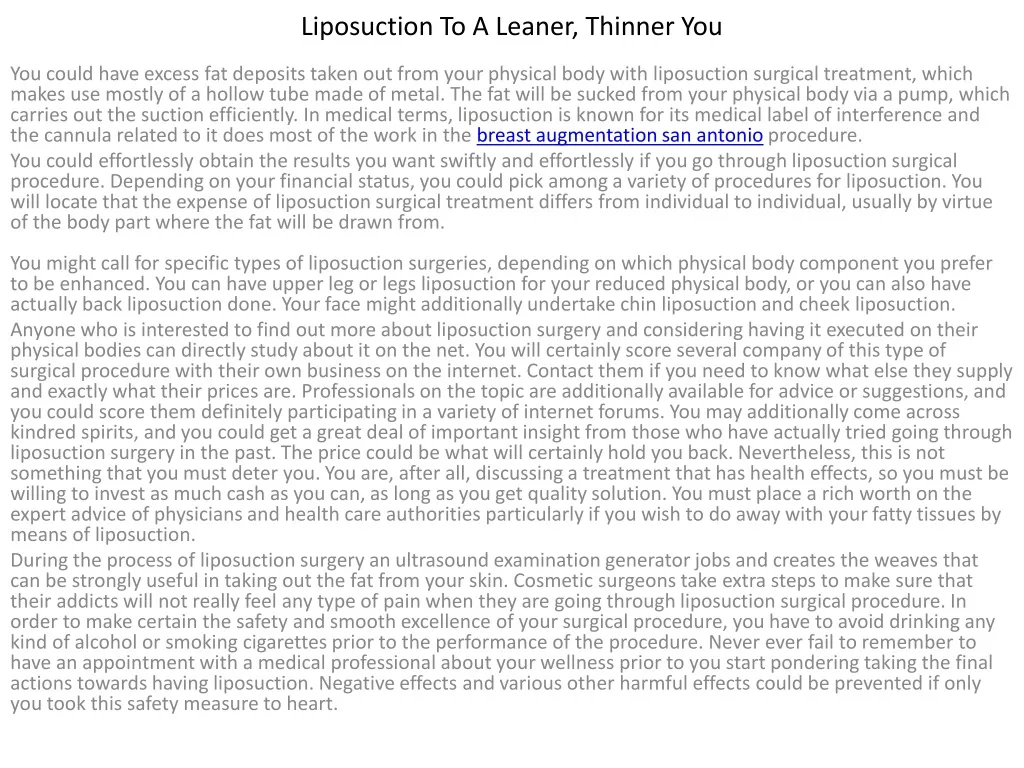 liposuction to a leaner thinner you
