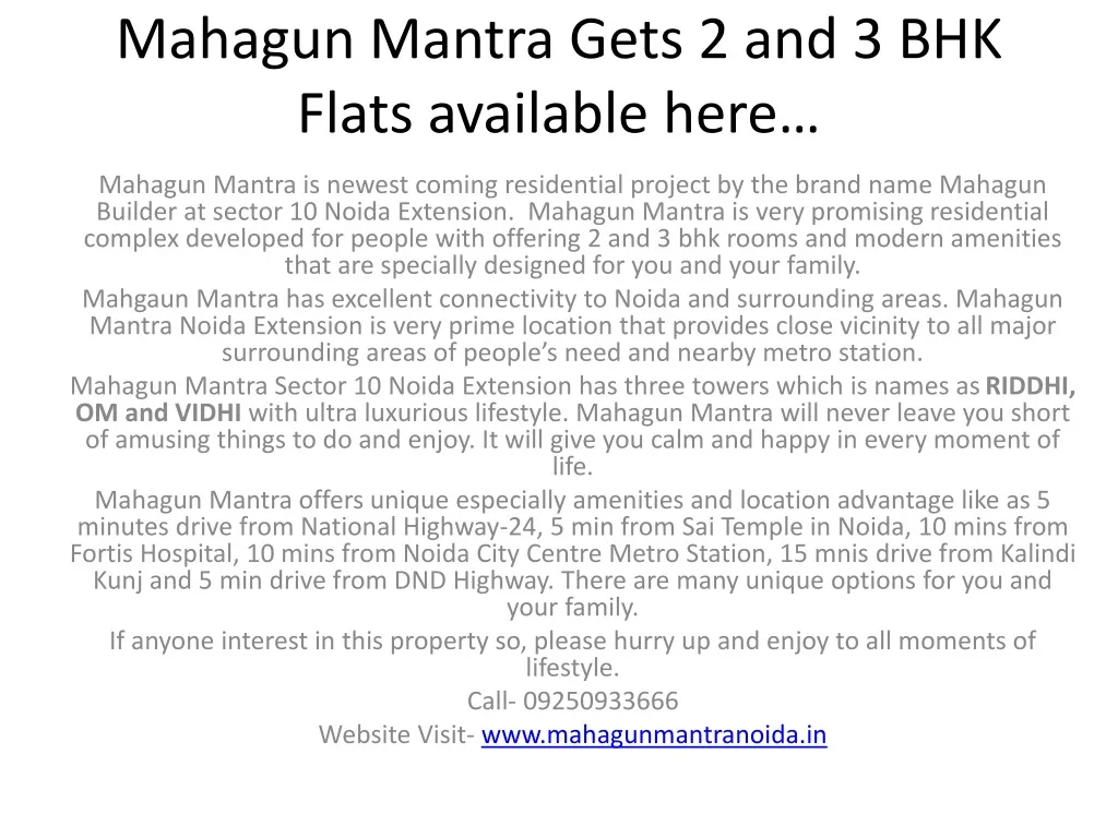 mahagun mantra gets 2 and 3 bhk flats available here