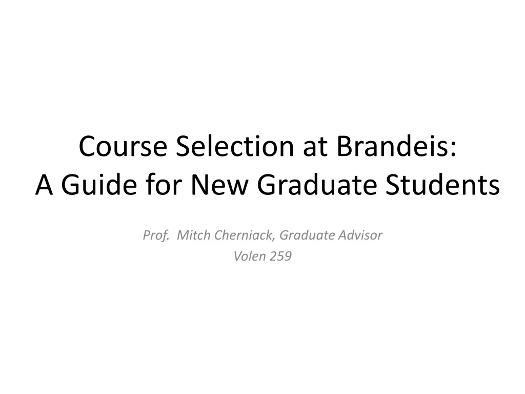 course selection at brandeis a guide for new graduate students