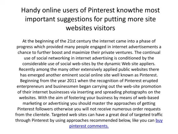 For handy online users of Pinterest