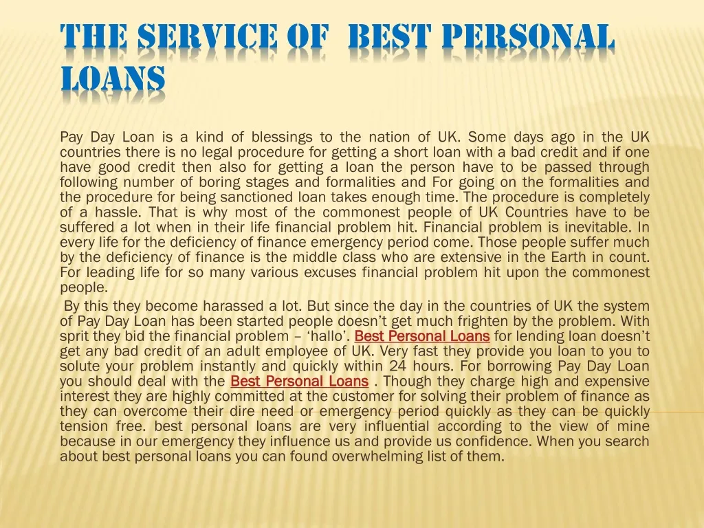 the service of best personal loans