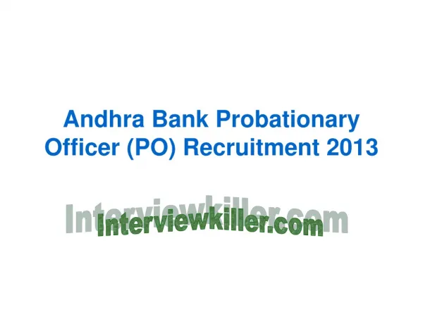 Andhra Bank Probationary Officer (PO) Exam 2013