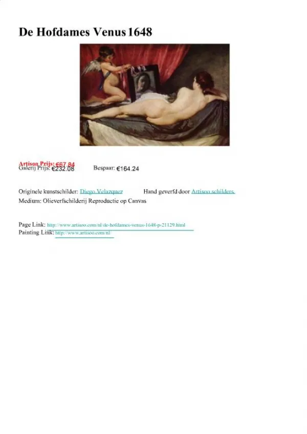 De Hofdames Venus 1648 - Artisoo.com