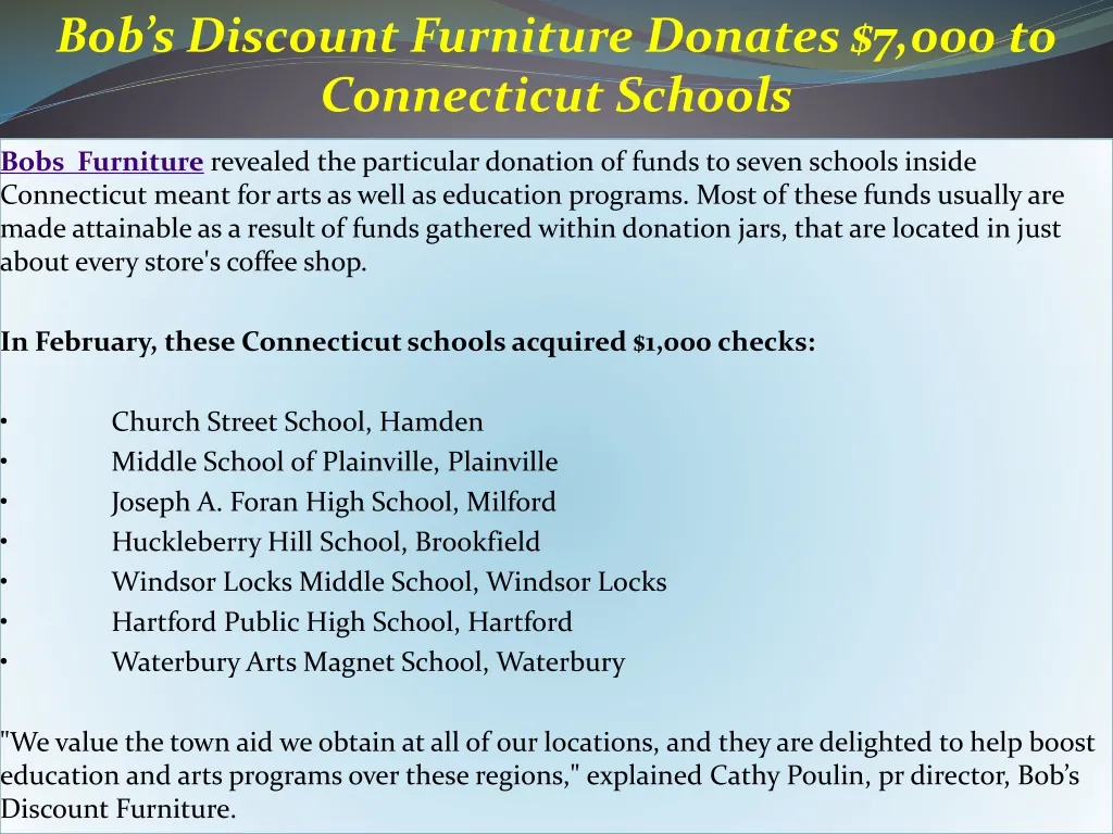 bob s discount furniture donates