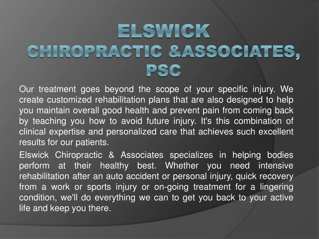 elswick chiropractic associates psc