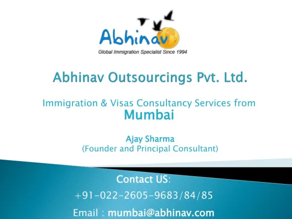 Immigration Visa Consultancy Services from Mumbai