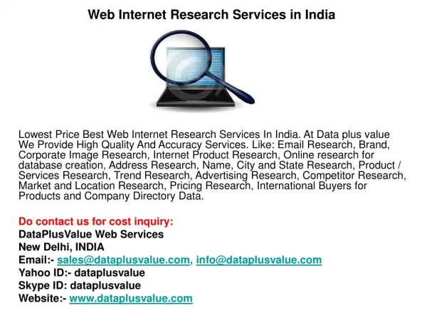 Web Internet Research Services in India