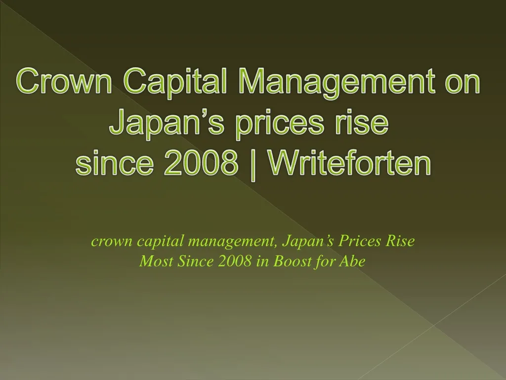 crown capital management on japan s prices rise
