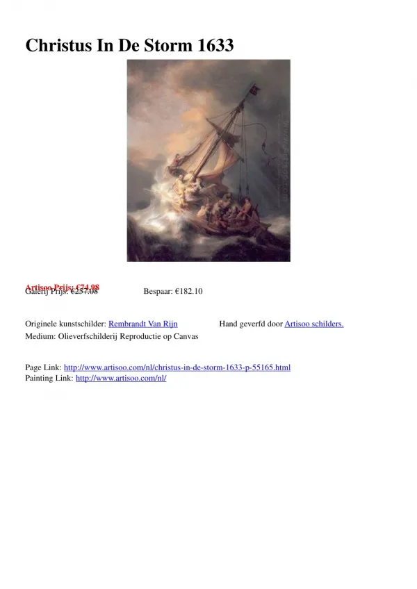 Christus In De Storm 1633 - Artisoo.com