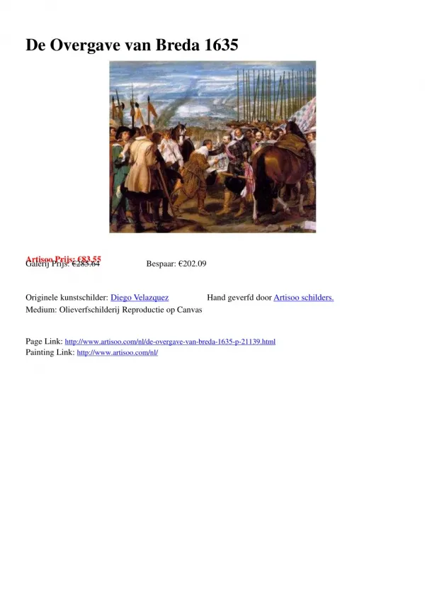 De Overgave van Breda 1635 - Artisoo.com