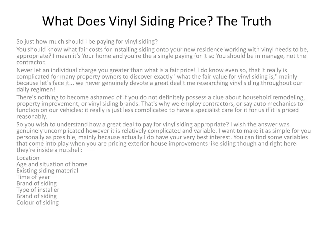 what does vinyl siding price the truth