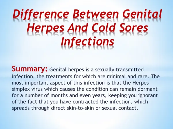 Difference between genital herpes and cold sores infections