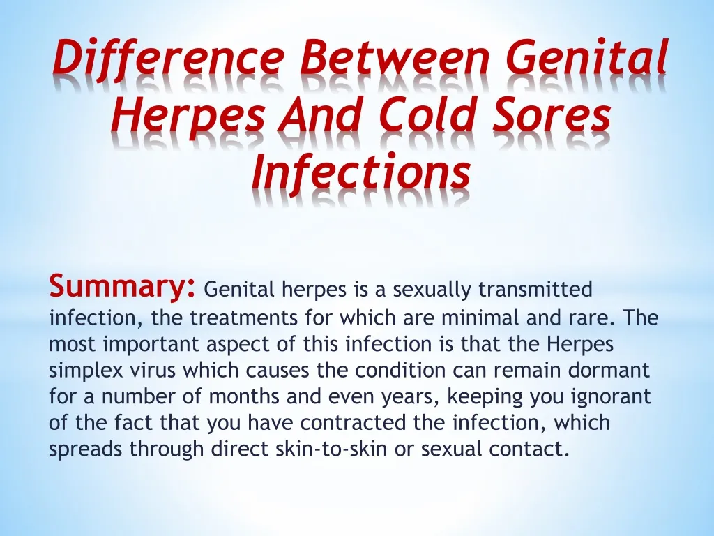 difference between genital herpes and cold sores infections