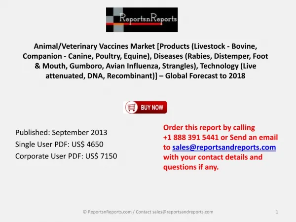 Veterinary Vaccines Market 2018