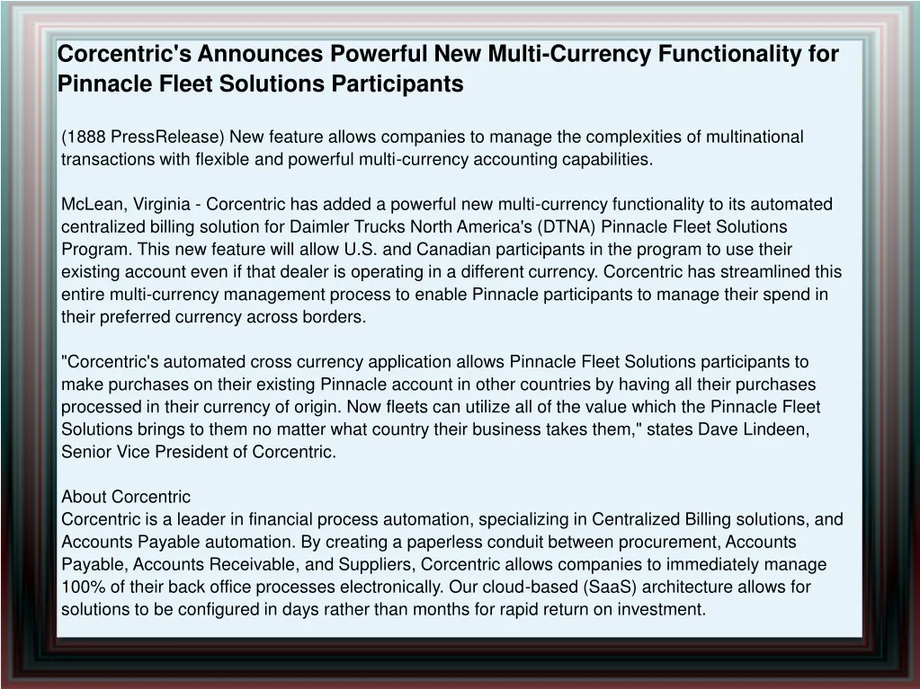 corcentric s announces powerful new multi