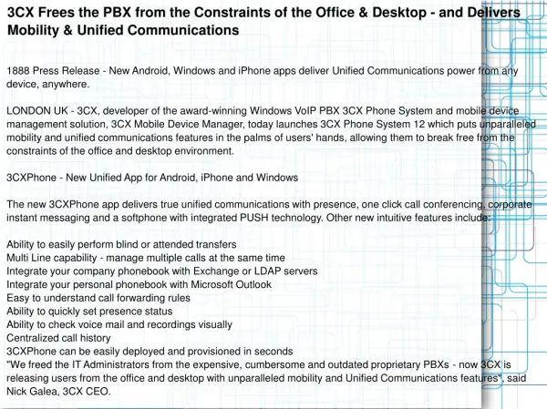 3CX Frees the PBX from the Constraints of the Office