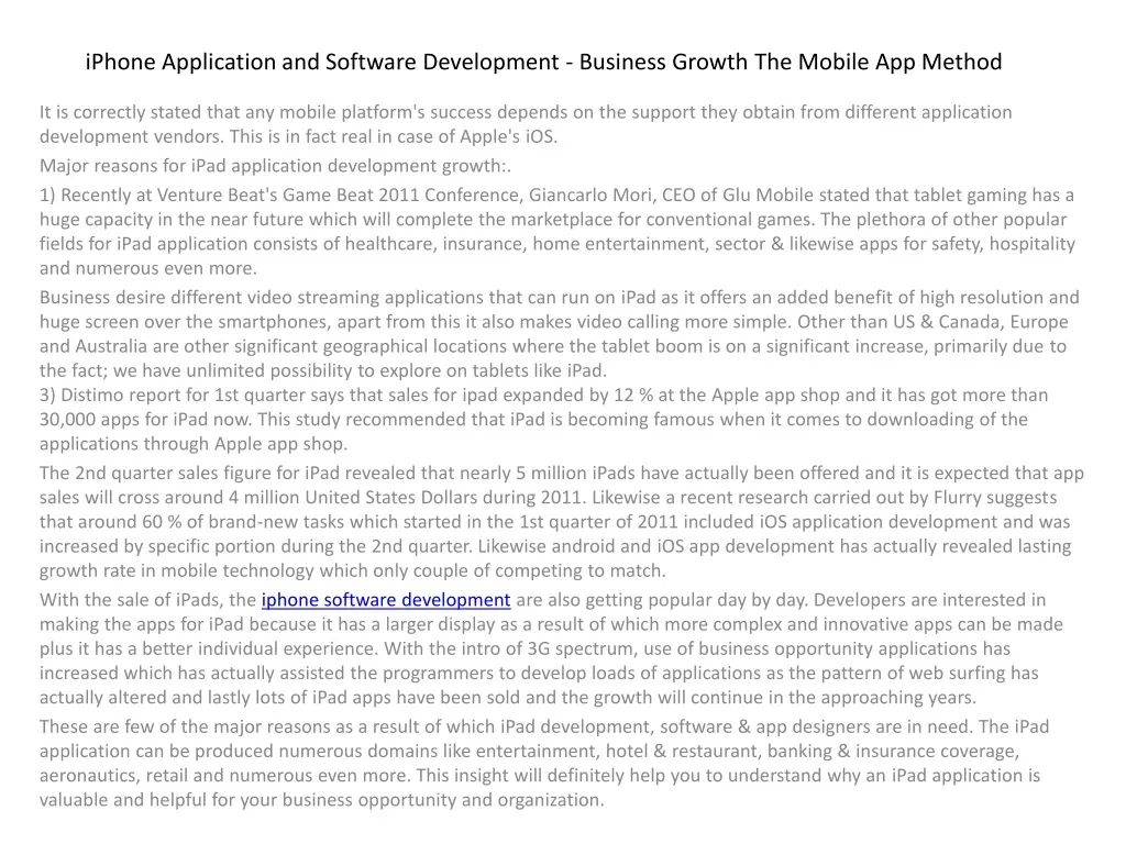 iphone application and software development business growth the mobile app method