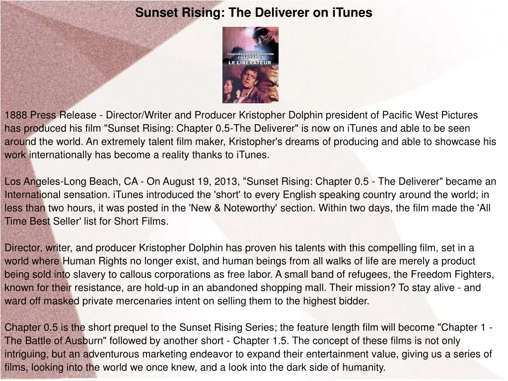 sunset rising the deliverer on itunes