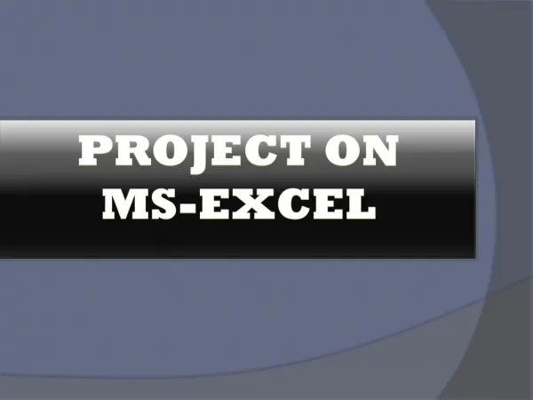 MS-EXCEL Assignment Help