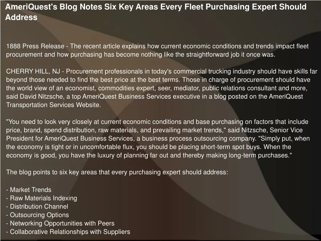 ameriquest s blog notes six key areas every fleet